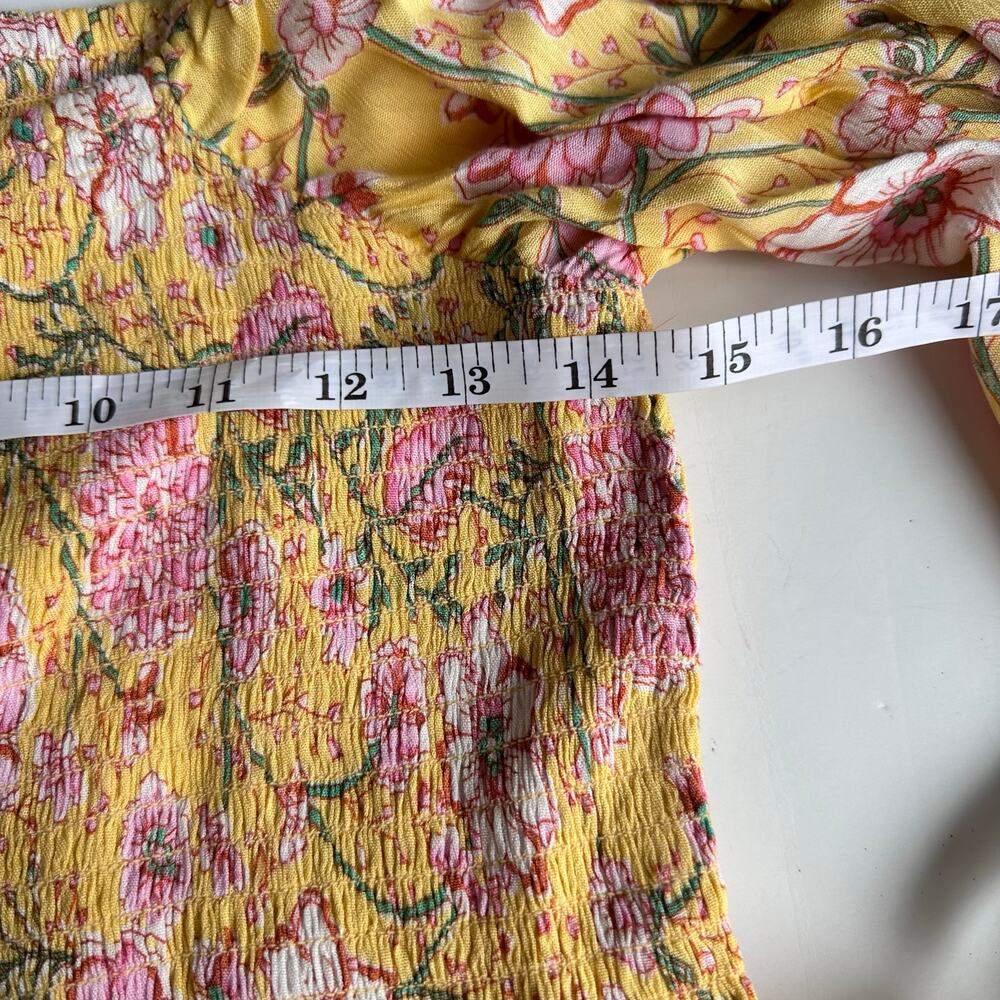 Billabong Smocked Long Sleeve Yellow Floral Dress - XL - Picture 6 of 7
